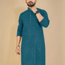 click n buy Men Green Kurtas image 2