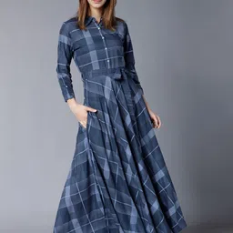 Vishudh Women Navy Blue Printed Maxi Dress-picture-22