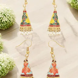 Anouk Set Of 2 Artificial Beaded Dome Shaped Meenakari Jhumkas-picture-25
