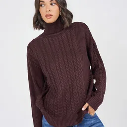 Styli Women Cable Knit Turtle Neck Sweaters-picture-40
