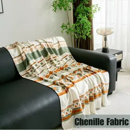 HOMETHREADS Orange & White Printed Sofa Cover image 3