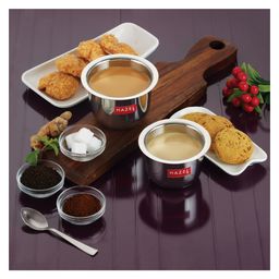 HAZEL Stainless Steel Tea Glasses Large Traditional Design Coffee Milk Serving Glass Patra Pela Silver - Pack of  1-picture-10