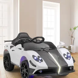 Babyhug Battery Operated Ride On Car with Music & Lights - White & Black-picture-28