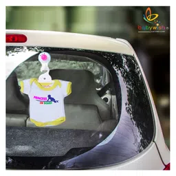 babywish Baby on Board Car Decals Cloth Safety Sign Board Come with One Hanger & One Large Vaccum Suction Cups Princess On Board Baby Print - Yellow-image-44