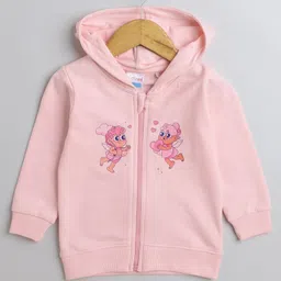 BUMZEE Looper Full Sleeves Angels Printed Hooded Sweat Jacket - Pink-picture-11
