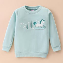 Tango Looper Knit Full Sleeves T-Shirt With Unicorn Print - Light Blue-picture-8