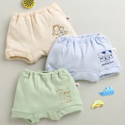 BUMZEE Cotton Knit Pack Of 3 Cute Animals Printed Trunks - Green & Sky Blue-picture-31