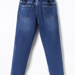 kookie kids india Kookie Kids Woven Full Length Solid Denim Jeans - Navy Blue image 2