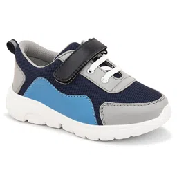 Stefens Colour Blocked Velcro Closure Sport Shoes - Grey & Black image 3