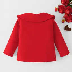 Mark & Mia Full Sleeves Winter Jacket with Floral Embroidery - Red image 2