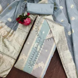 SAINOOR Woven Design Semi-Stitched Dress Material image 1
