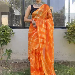V3 FASHION STUDIO Women Tie & Dye Pure Georgette Ready to Wear Saree-picture-11