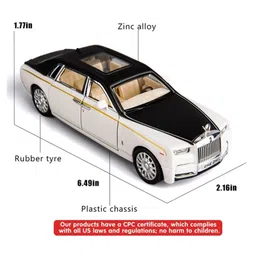 SVE 1:32 Roll Royce Phantom Diecast Metal Pullback Toy car with Openable Doors And sound music [Colors as Per Stock] image 3
