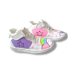 IMAGINO Rainbow & Unicorn Hand Painted Velcro Closure Sneakers - White image 4