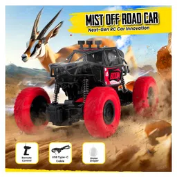 Fiddlerz Remote Control Car for Kids 4WD Rock Crawler Monster Truck with Mist Spray Effect Off-Road Climbing RC Car for Boys and Girls Age 4+ (Red) image 4