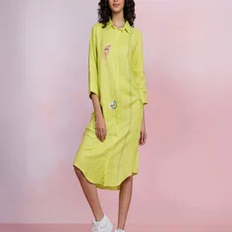 THE HOUSE OF HEMP Zen Sage Women Linen Shirt Dress image 1