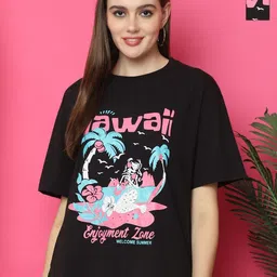 Tromko Women Pack of 2 Graphic Printed Round Neck Cotton Oversized T-shirts-picture-20