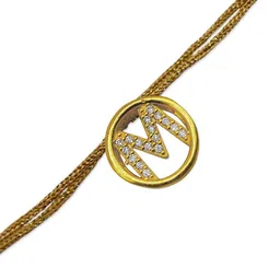 Digital Dress Room M Letter Initial American Diamond Thread Rakhi image 3