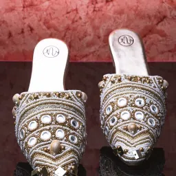 NR by Nidhi Rathi Women's Golden Mule Shoes image 1