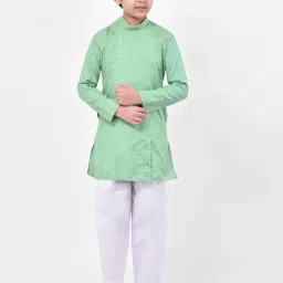 Deyann Kids Green & White Solid Full Sleeves Kurta with Pyjamas-picture-13
