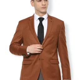 Van Heusen Brown  Slim Fit Self Pattern Blazer image 1
