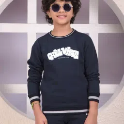 Crimsoune Club Boys Navy Blue Printed Sweatshirt image 4