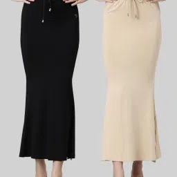TWIN BIRDS Black & Beige Plain Saree Shapewear - Pack Of 2 image 1