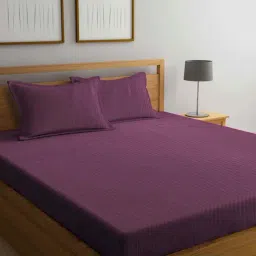 Klotthe Magenta 300 TC Polycotton Double Book Fold Bedsheet with 2 Pillow Covers-picture-27