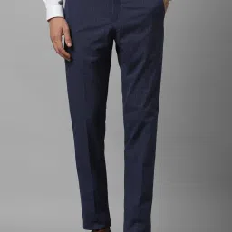 Louis Philippe Navy Slim Fit Checks Trousers image 1