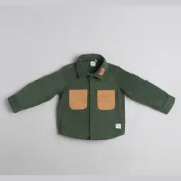 Ed-A-Mamma Boys Olive Green Corduroy Printed Shirt-image-6
