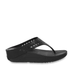 Mochi Women's Black Thong Wedges image 1