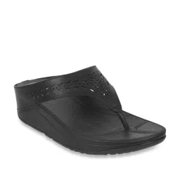 Mochi Women's Black Thong Wedges image 2