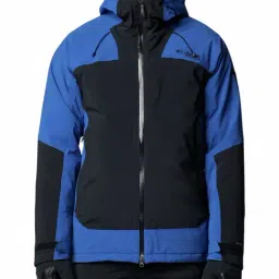 Columbia Blue Slim Fit Colour Block Sports hoodie-image-3