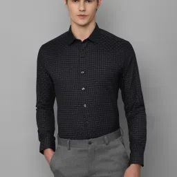 Louis Philippe Permapress Navy Cotton Slim Fit Checks Shirt image 1