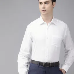 Van Heusen White Cotton Regular Fit Checks Shirt image 1
