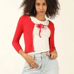 Forever 21 Red Striped Shrug image 1
