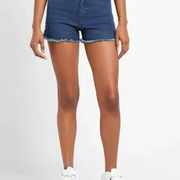 Forever 21 Blue Mid Rise Shorts image 1