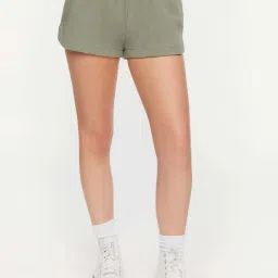 Forever 21 Green Cotton Mid Rise Shorts image 1