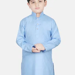 SG YUVRAJ Boys Blue Solid Straight Kurta-picture-53