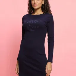 Forever 21 Navy Cotton Bodycone Printed Dress image 1