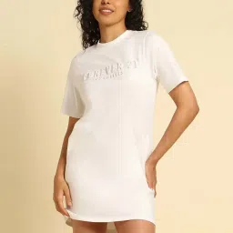 Forever 21 White Cotton Bodycone Printed Dress image 1