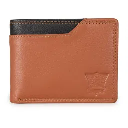 Genwayne Tan Leather Medium Bi-Fold Wallet for Men with RFID Blocking image 1