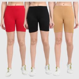Gracit Red & Black Cotton Sports Shorts - Pack Of 3-picture-27