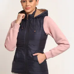 Global Republic Navy Quilted Hooded Jacket-picture-30