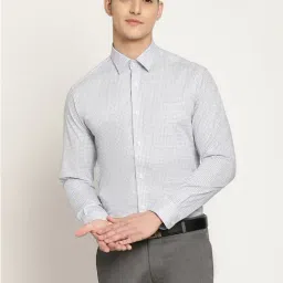 Cantabil Blue Cotton Regular Fit Texture Shirt-picture-36