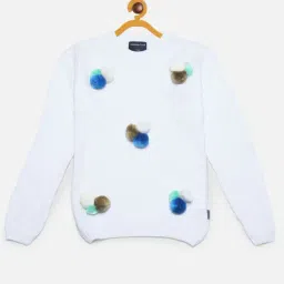 Crimsoune Club Kids White Applique Full Sleeves Sweater-picture-18