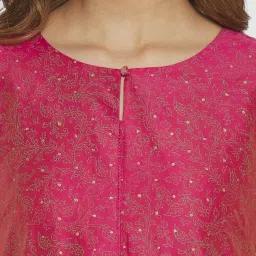 Fabindia Pink Printed Straight Kurta image 5