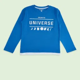 Pantaloons Junior Cobalt Blue Cotton Printed Full Sleeves T-Shirt image 1