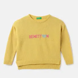 United Colors of Benetton Kids Yellow Self Design Full Sleeves Sweater-picture-33