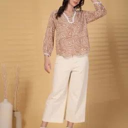 Gipsy Brown Regular Fit Printed Top image 5